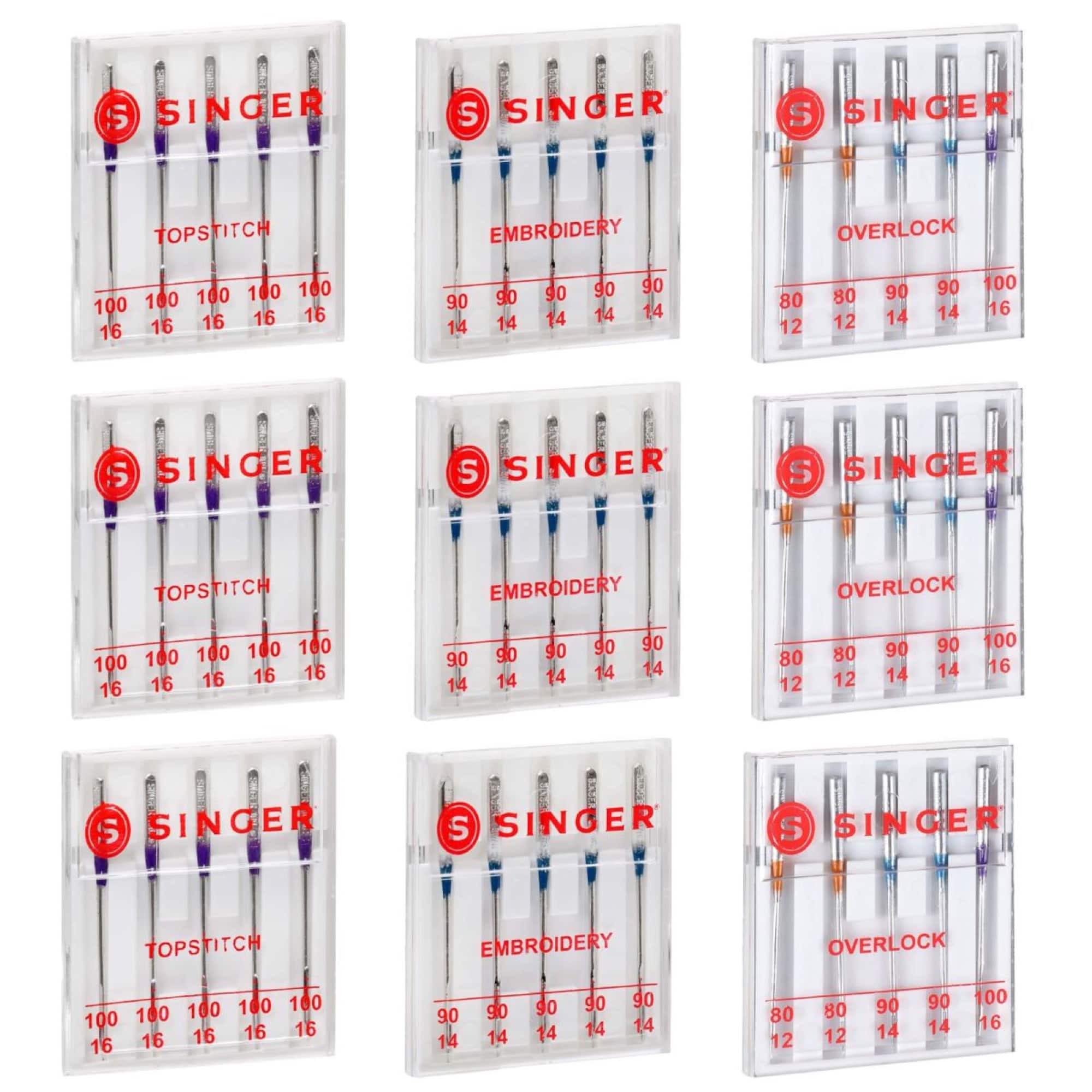 SINGER® Overlock, Topstitch & Embroidery Sewing Machine Needles, 45ct.